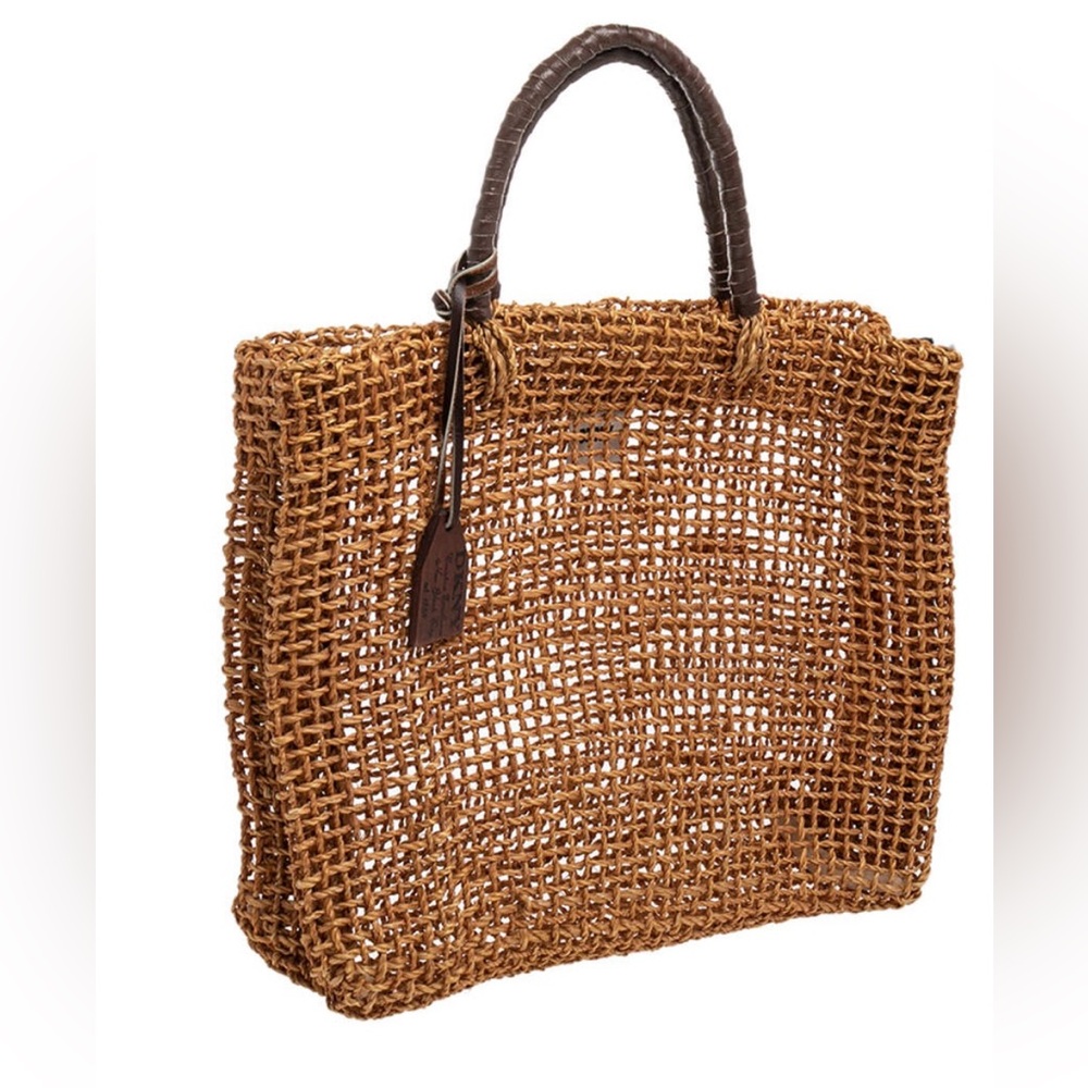 DKNY Brown Handwoven Abaca Tote